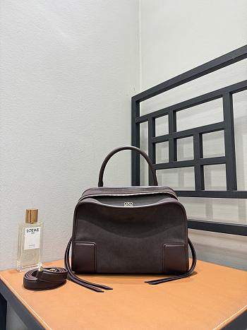 Loewe Medium Amazona 180 Bag in Suede Dark Chestnut - 28x11x22.5cm