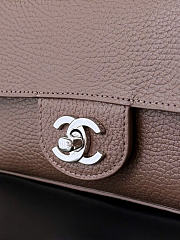 Chanel Mini Flap Bag Grained Calfskin & Silver-Tone Metal Taupe AS6573 - 13x20x6cm - 3