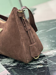 Prada Aimée Medium Suede Shoulder Bag Dark Brown 1BC301 - 31x23.5x11cm - 6