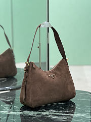 Prada Aimée Medium Suede Shoulder Bag Dark Brown 1BC301 - 31x23.5x11cm - 5