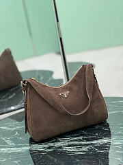 Prada Aimée Medium Suede Shoulder Bag Dark Brown 1BC301 - 31x23.5x11cm - 2