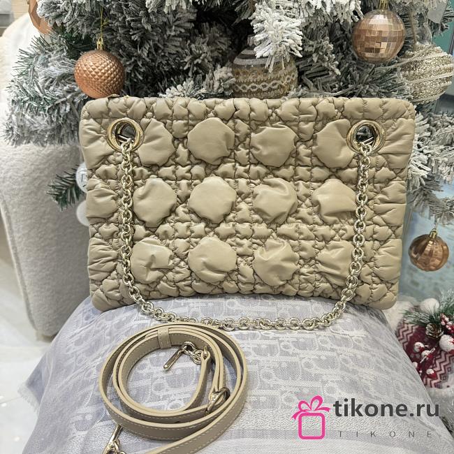 Small Dior Milly-La-Forêt Bag Sand-Colored Puffy Macrocannage Calfskin - 33x24x5cm - 1