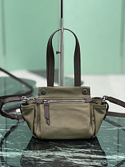 Prada Route Mini Canvas And Leather Tote Bag Forest Green 1BG699 - 18x17.5x12cm - 6