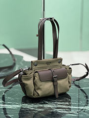 Prada Route Mini Canvas And Leather Tote Bag Forest Green 1BG699 - 18x17.5x12cm - 5