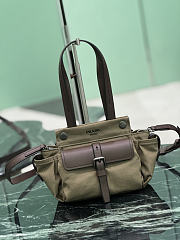 Prada Route Mini Canvas And Leather Tote Bag Forest Green 1BG699 - 18x17.5x12cm - 3