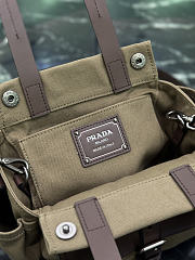 Prada Route Mini Canvas And Leather Tote Bag Forest Green 1BG699 - 18x17.5x12cm - 2