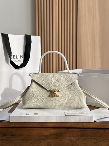 Celine Small Flair In Grained Calfskin White Cream - 24x12x9cm