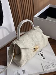 Celine Small Flair In Grained Calfskin White Cream - 24x12x9cm - 4