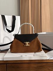 Celine Small Flair In Suede Calfskin And Glossy Lambskin Camel/Black - 24x12x9cm - 1