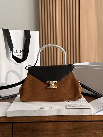 Celine Small Flair In Suede Calfskin And Glossy Lambskin Camel/Black - 24x12x9cm
