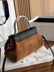 Celine Small Flair In Suede Calfskin And Glossy Lambskin Camel/Black - 24x12x9cm - 3