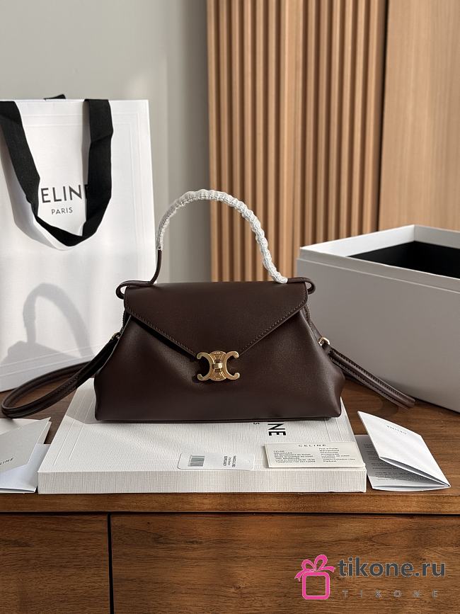 Celine Small Flair In Shiny Calfskin Chestnut - 24x12x9cm - 1