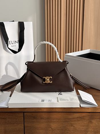 Celine Small Flair In Shiny Calfskin Chestnut - 24x12x9cm