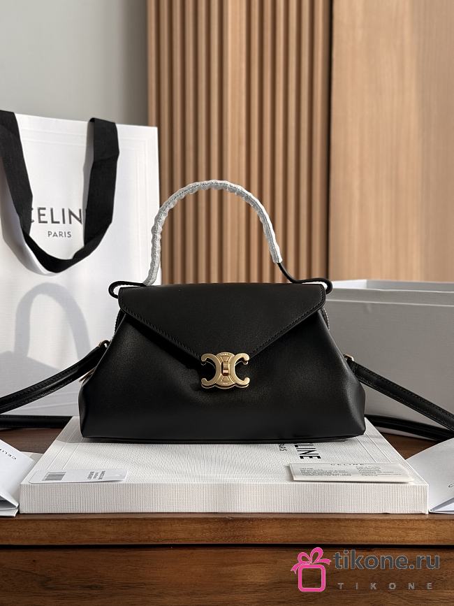 Celine Small Flair In Shiny Calfskin Black - 24x12x9cm - 1