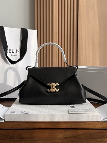 Celine Small Flair In Shiny Calfskin Black - 24x12x9cm