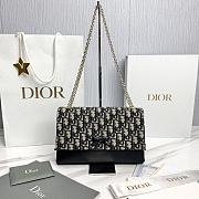 Small Dior Promenade Flap Bag Blue Dior Oblique Jacquard and Smooth Calfskin - 25x16x7cm - 1