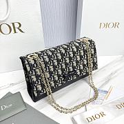 Small Dior Promenade Flap Bag Blue Dior Oblique Jacquard and Smooth Calfskin - 25x16x7cm - 3