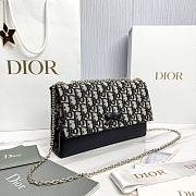 Small Dior Promenade Flap Bag Blue Dior Oblique Jacquard and Smooth Calfskin - 25x16x7cm - 5