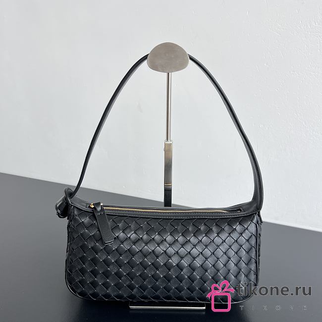 Bottega Veneta Nodo Shoulder Bag Intrecciato Black - 23x10x10cm - 1