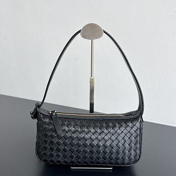 Bottega Veneta Nodo Shoulder Bag Intrecciato Black - 23x10x10cm
