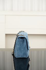 Chanel Maxi Flapbag Suede Calfskin & Gold-Tone Metal Blue AS6627 - 32x19.5x10cm - 5