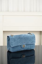 Chanel Maxi Flapbag Suede Calfskin & Gold-Tone Metal Blue AS6627 - 32x19.5x10cm - 4