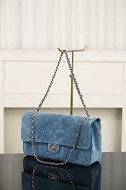 Chanel Maxi Flapbag Suede Calfskin & Gold-Tone Metal Blue AS6627 - 32x19.5x10cm - 3