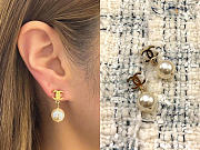 Chanel CC Logo Pearl Drop Earrings - 3