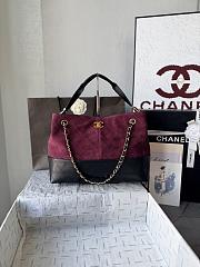 Chanel Small Shopping Bag Suede Calfskin, Shiny Lambskin & Gold-Tone Metal Burgundy & Black AS5634 - 36x24x14cm - 1