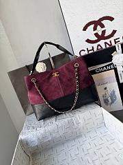Chanel Small Shopping Bag Suede Calfskin, Shiny Lambskin & Gold-Tone Metal Burgundy & Black AS5634 - 36x24x14cm - 4