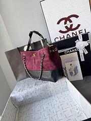 Chanel Small Shopping Bag Suede Calfskin, Shiny Lambskin & Gold-Tone Metal Burgundy & Black AS5634 - 36x24x14cm - 3