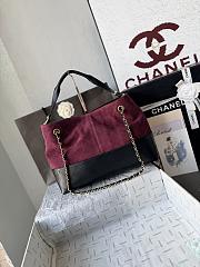 Chanel Small Shopping Bag Suede Calfskin, Shiny Lambskin & Gold-Tone Metal Burgundy & Black AS5634 - 36x24x14cm - 2