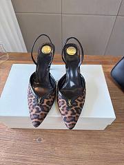 YSL Folie Slingback Pumps In Leopard Grosgrain In Brown 75mm - 4