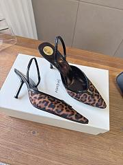 YSL Folie Slingback Pumps In Leopard Grosgrain In Brown 75mm - 3