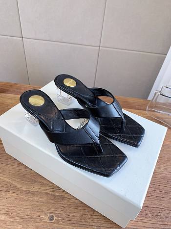 YSL Sip Sandals in Smooth Leather in Black 4.5cm