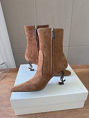 YSL Opyum Booties Suede Leather In Dark Havana 8.5cm - 6