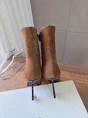 YSL Opyum Booties Suede Leather In Dark Havana 8.5cm - 4