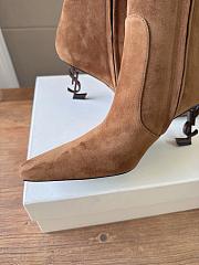 YSL Opyum Booties Suede Leather In Dark Havana 8.5cm - 3