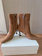 YSL Opyum Booties Suede Leather In Dark Havana 8.5cm - 1