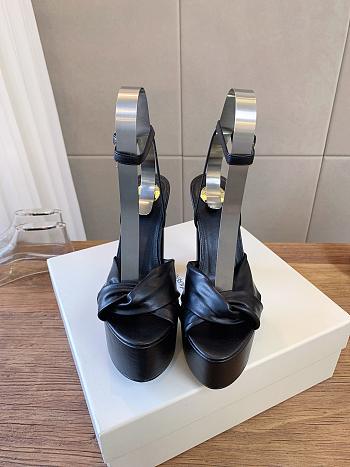YSL Franciane Platform Sandals In Smooth Leather In Black 13.9cm