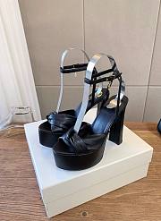 YSL Franciane Platform Sandals In Smooth Leather In Black 13.9cm - 5