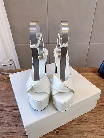 YSL Franciane Platform Sandals In Smooth Leather In White 13.9cm