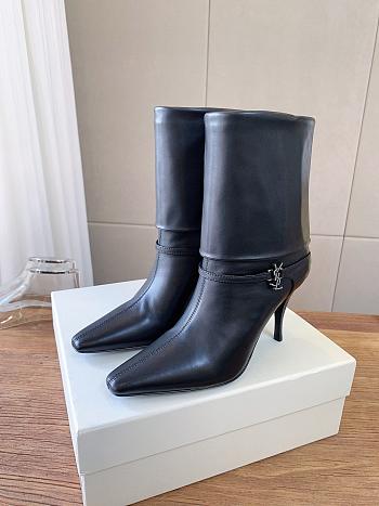 YSL Niki Booties Smooth Leather In Black 9cm