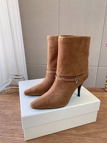 YSL Niki Booties Suede Leather In Land 9cm