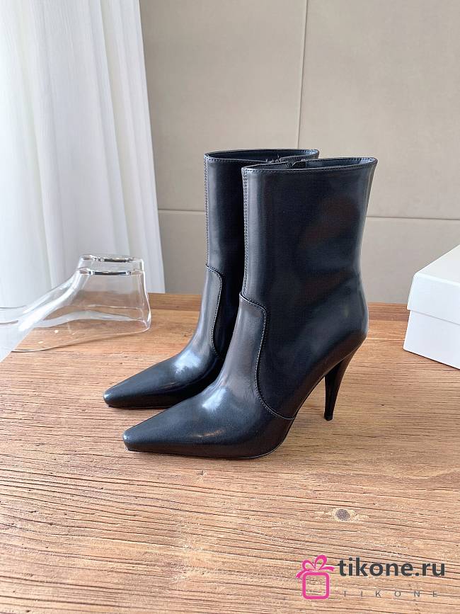 YSL Ashley Booties Smooth Leather In Black 9cm - 1