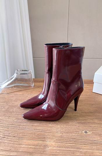 YSL Ashley Booties Smooth Leather In Vintage Bordeaux 9cm