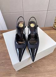 YSL Renée Slingback Pumps In Satin Crepe And Patent Leather Black 7.5cm - 1