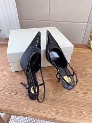 YSL Renée Slingback Pumps In Satin Crepe And Patent Leather Black 7.5cm - 6