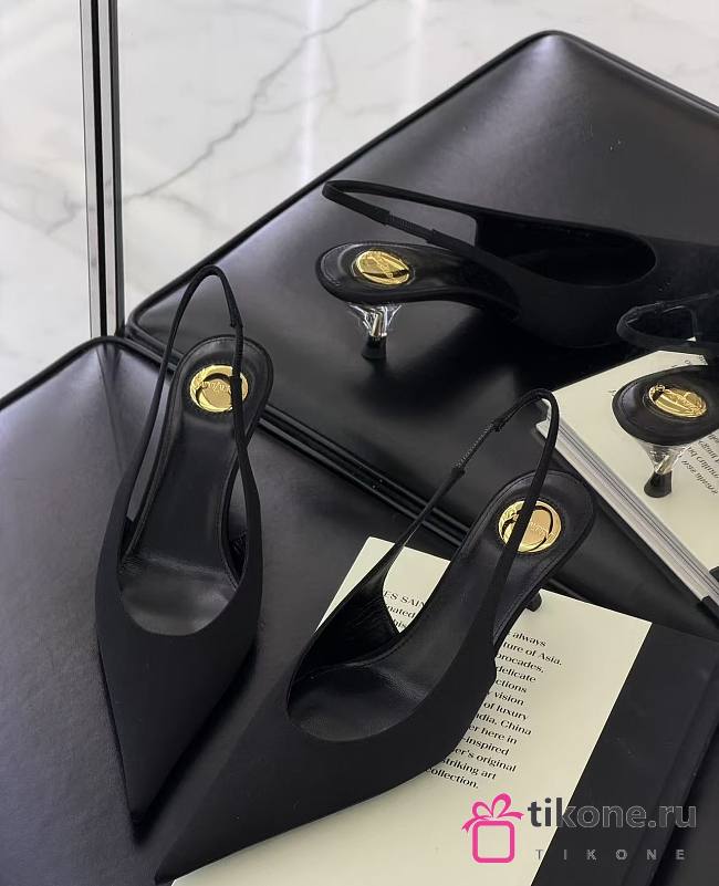 YSL Fanny Slingback Pumps In Satin Crepe Black 5.5cm - 1