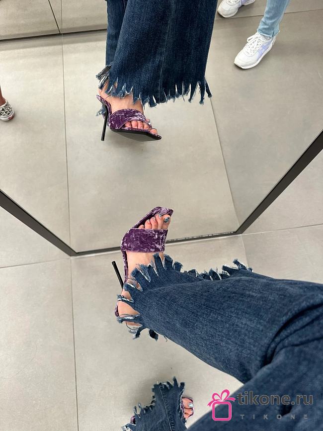YSL Malva Baliqua Heeled Sandals In Velvet Purple 10.5cm  - 1